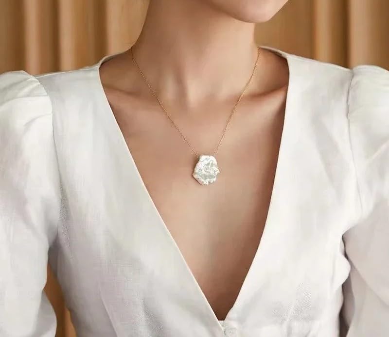 Baroque Pearl with 925 Sterling Silver Pendant Necklace Chain