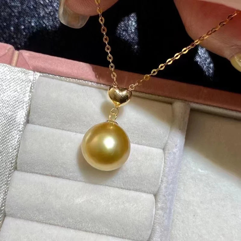 Pure 18K Gold Real South sea Pearl Necklace Pendant
