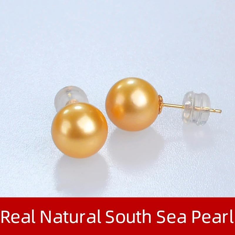 9-10mm Natural Round Southsea Pearl Stud Earrings