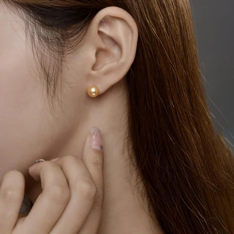 9-10mm Natural Round Southsea Pearl Stud Earrings