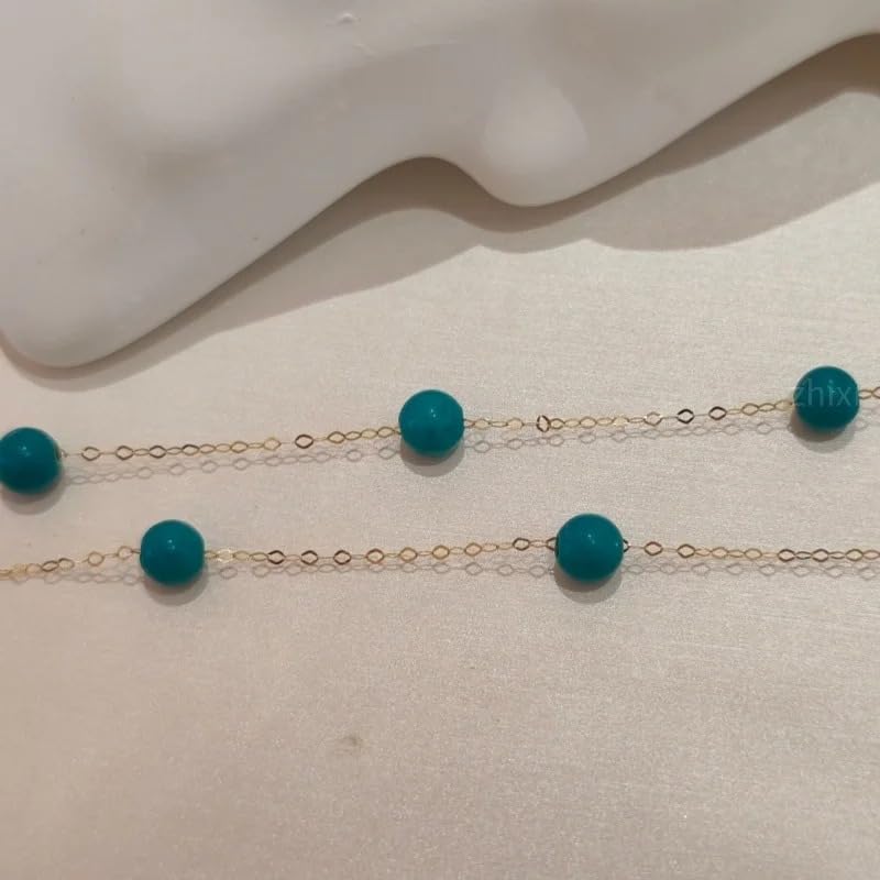 18K gold natural turquoise necklace pendant