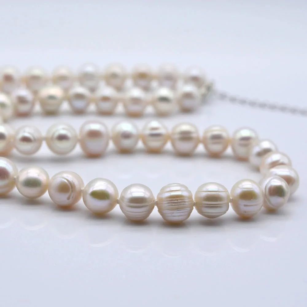 Natural White Freshwater Pearl Necklace, Round 8mm Pearls, Short Classic Style, Elegant Engagement Jewelry