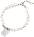 Baroque Pearl 925 Sterling Silver Heart Charm Beaded Bracelet. Color: Silver