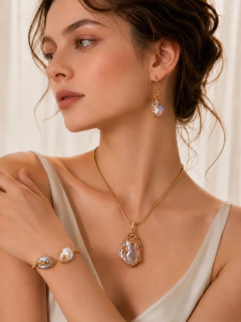 Natural Freshwater Baroque Pearl 14K Gold Filled Necklace