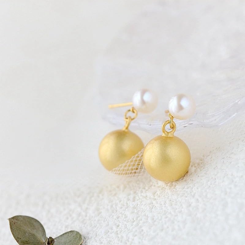 Minimalist 925 Sterling Silver Freshwater Pearl 18K Gold Plated Earring