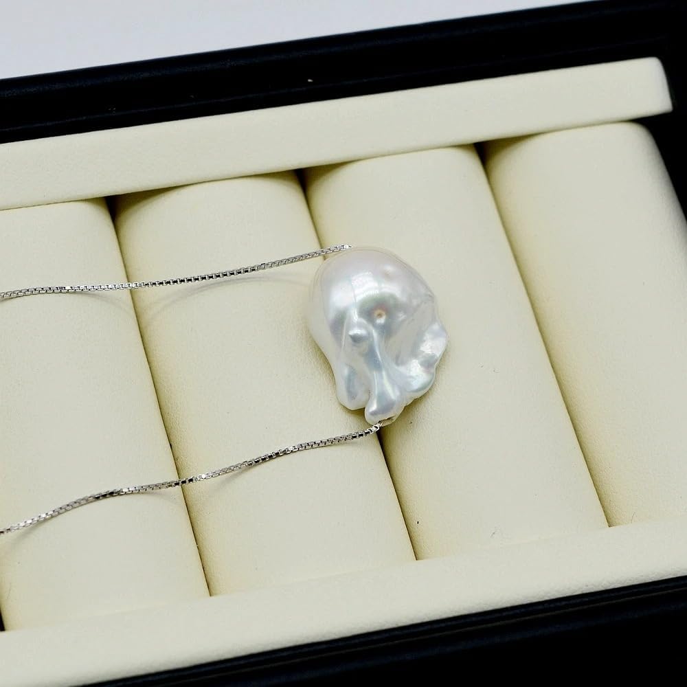White Natural Large Grain Pure Baroque Pearl Necklace