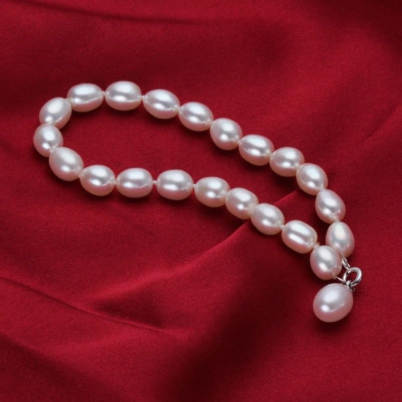 Natural White Freshwater Pearl 925 Silver Strand Bracelet