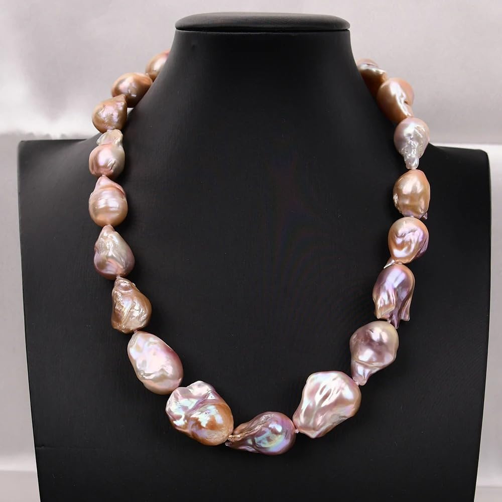 Handmade Freshwater Cultured Purple Baroque Keshi Pearl Necklace