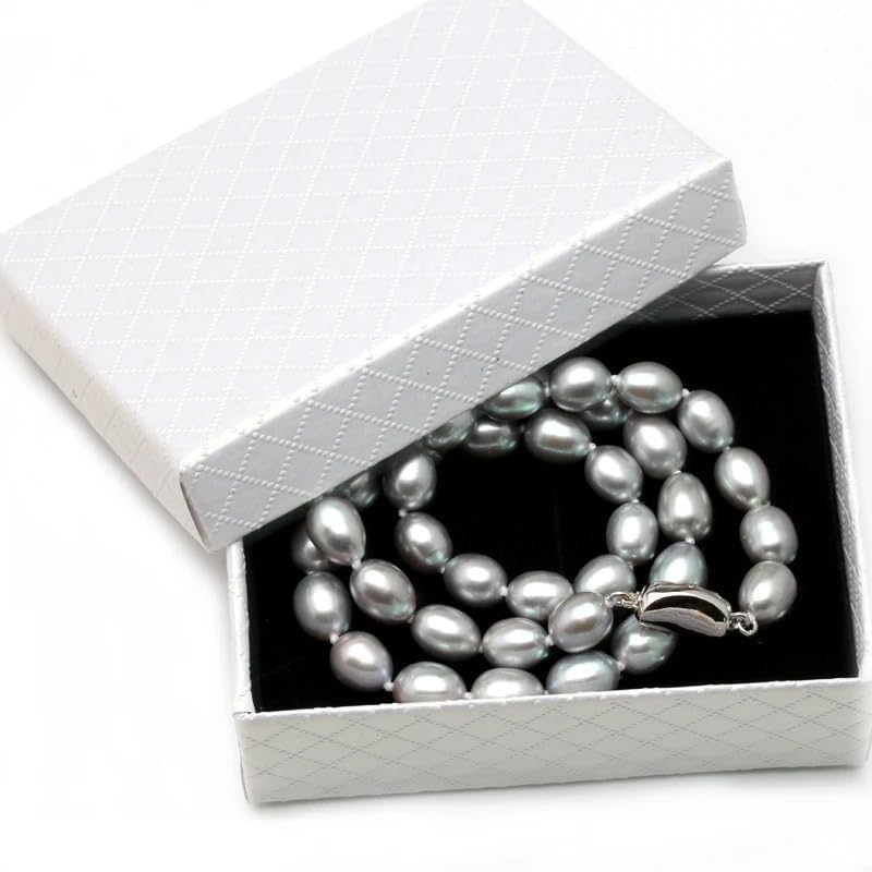 Natural Freshwater Pearl Necklace, Grey Color, Baroque Style, Silver Clasp