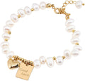 Baroque Pearl 925 Sterling Silver Heart Charm Beaded Bracelet