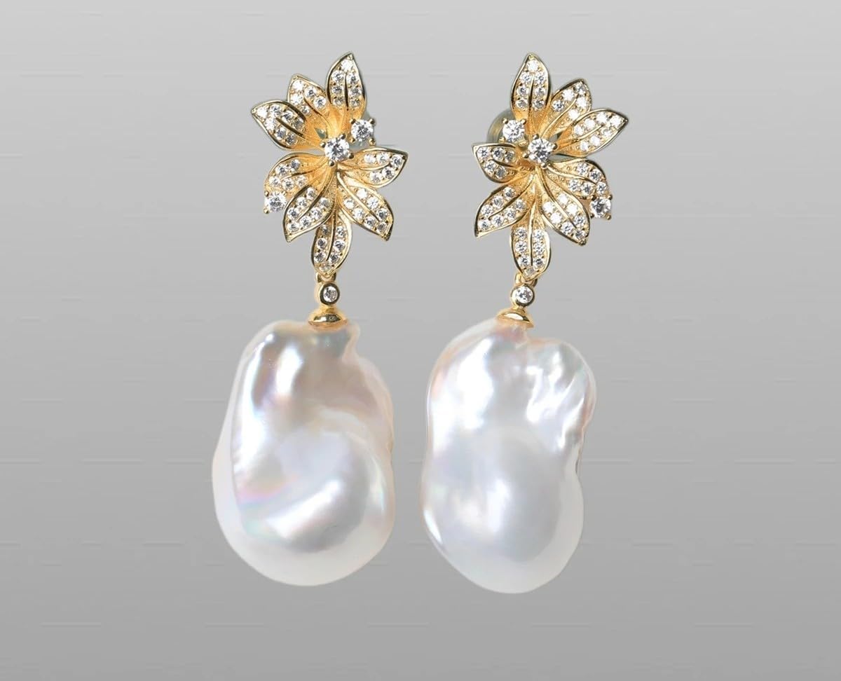 Irregular Baroque Pearl Sterling Silver Earrings