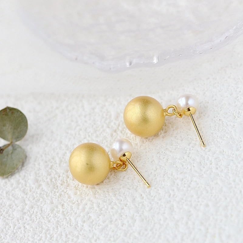 Minimalist 925 Sterling Silver Freshwater Pearl 18K Gold Plated Earring