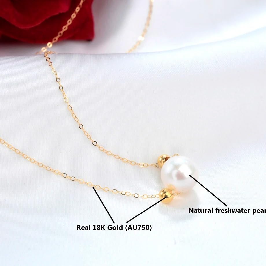 Natural Freshwater Pearl And 18K Gold Ball Pendant