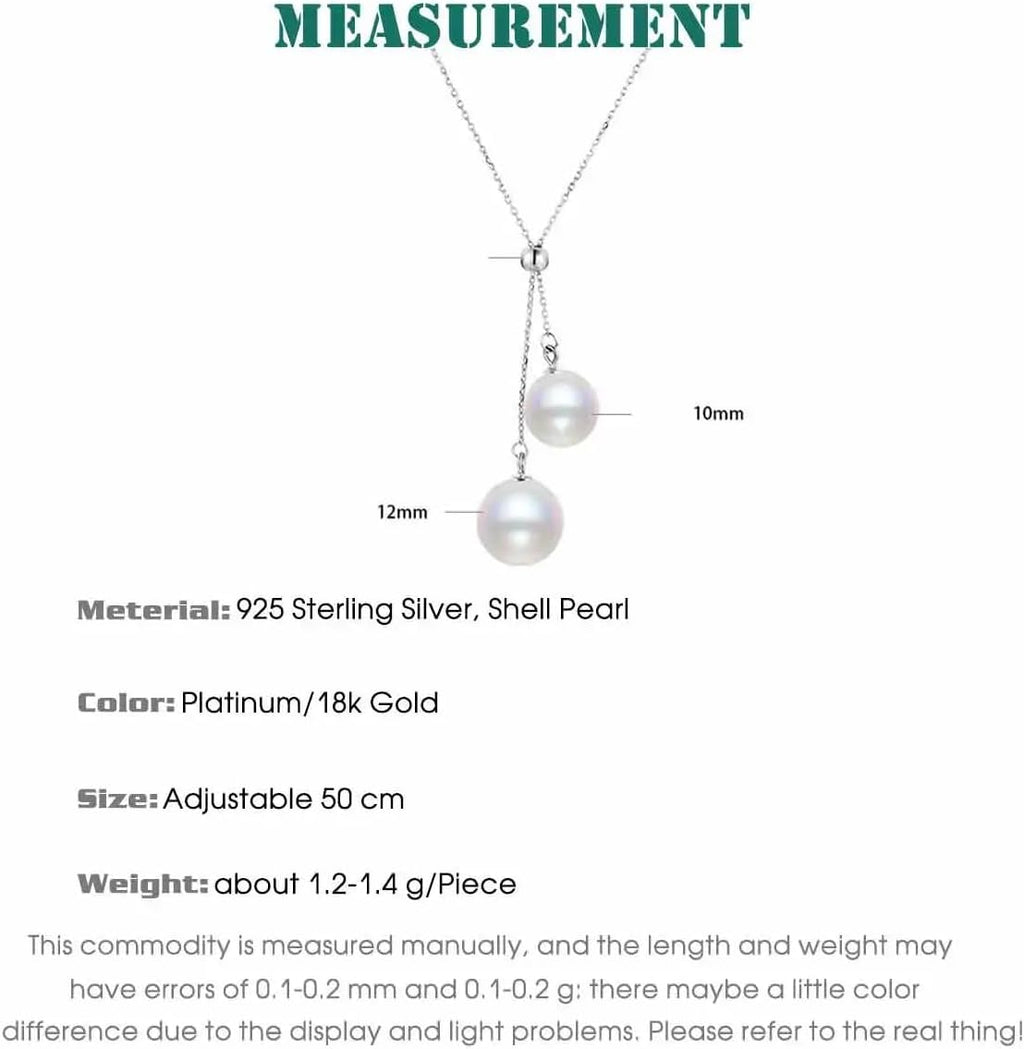 S925 Sterling Silver Shell Pearl Fringe Pendant Minimalist Adjustable Clasp Necklac