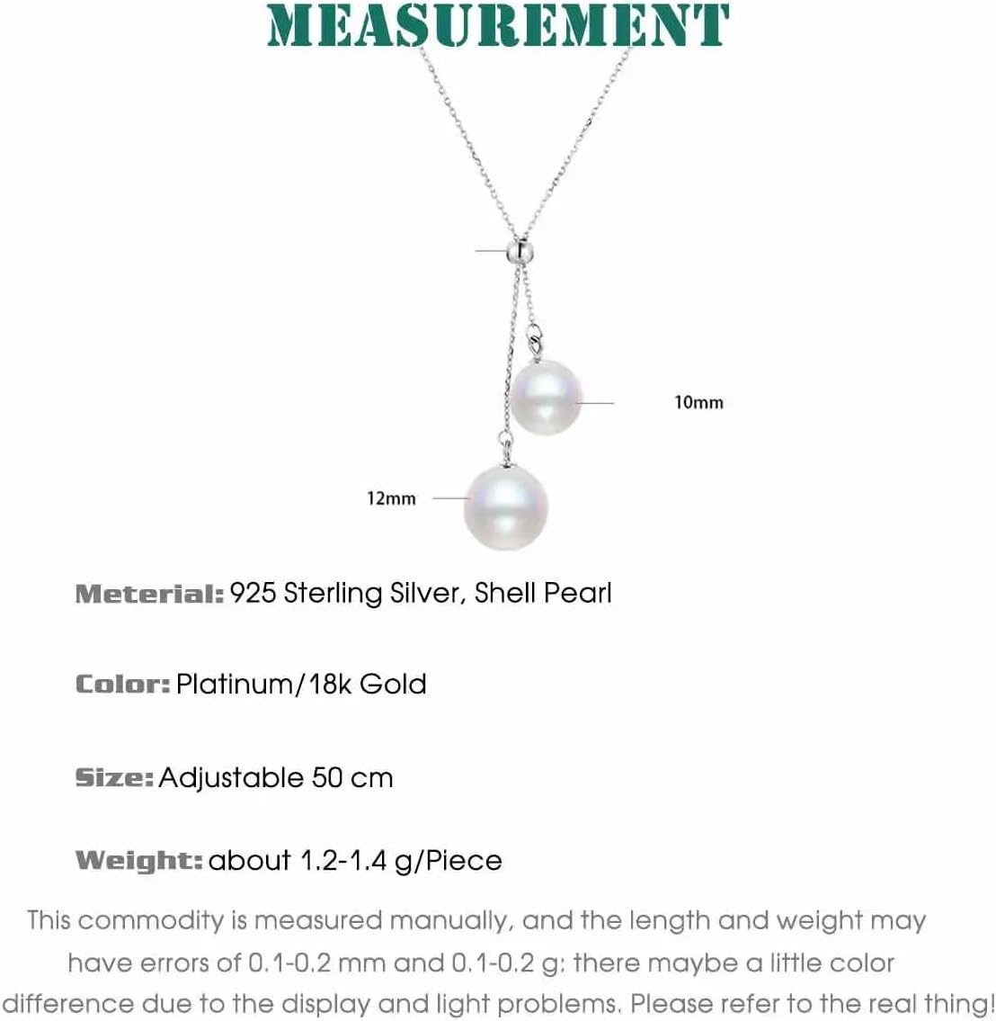 S925 Sterling Silver Shell Pearl Fringe Pendant Minimalist Adjustable Clasp Necklac