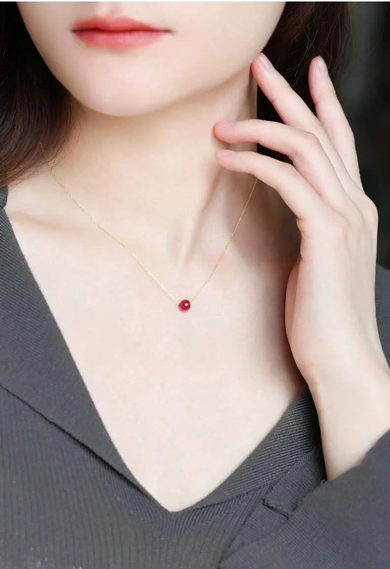 18K Gold Natural Ruby Pendant Necklace