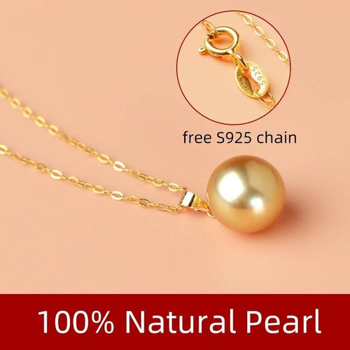18K Gold Natural South Sea Pearl Jewelry Set, Au750 Pendant and Earrings