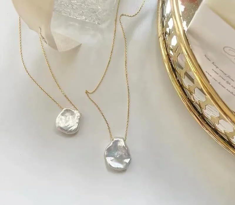 Baroque Pearl with S925 Sterling Silver Pendant Necklace Chain