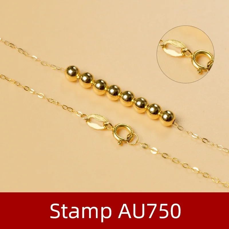 Pure 18K Gold Necklace Pendant AU750 Small Gold Balls 2.5 mm