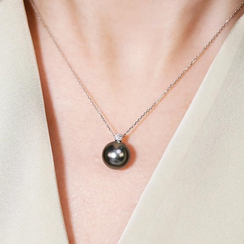 18K Gold11-12mm Natural Black Tahitian Necklace