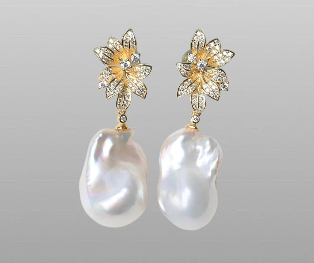 Irregular Baroque Pearl Sterling Silver Earrings