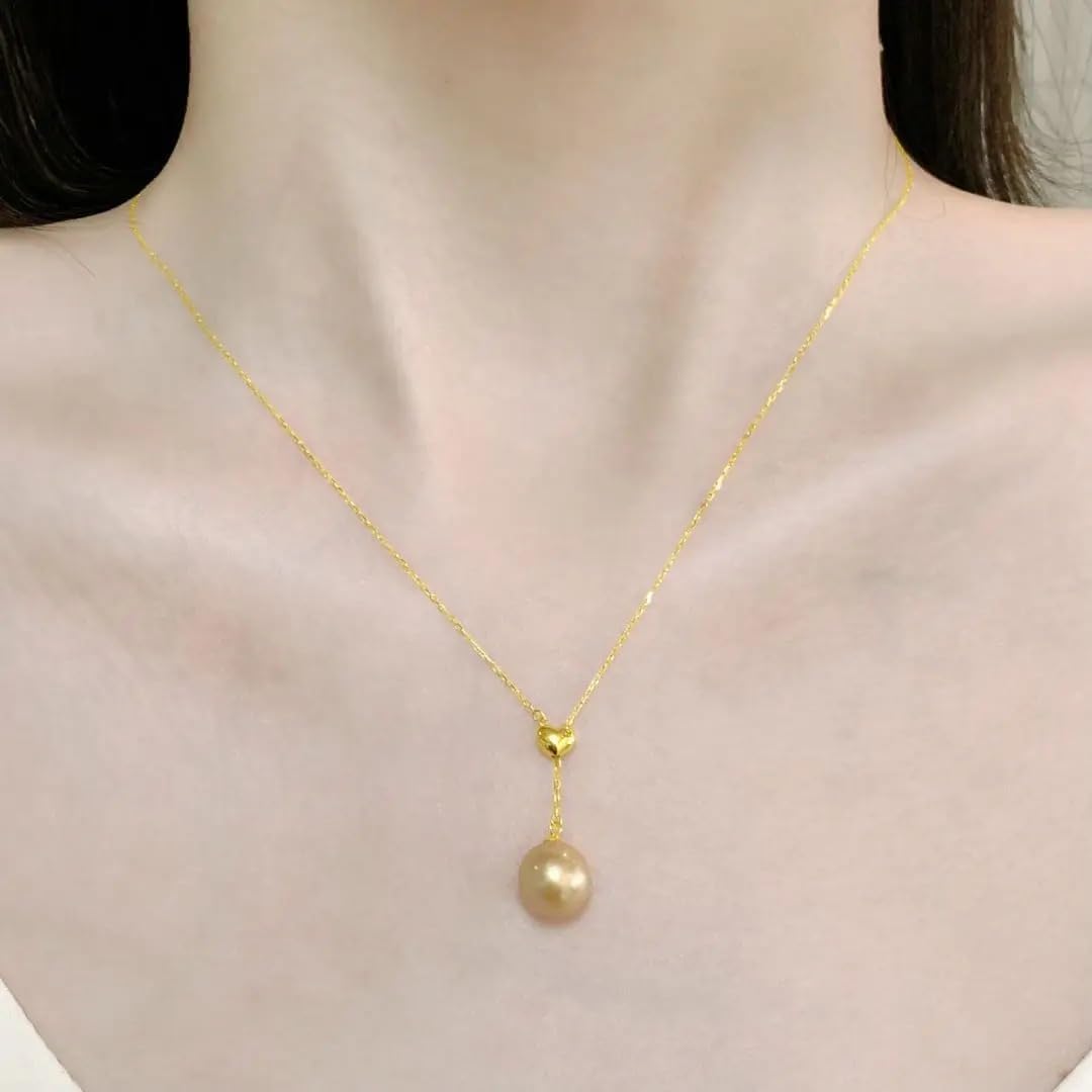 18K Gold Natural Seawater Pearl Pendant Necklace