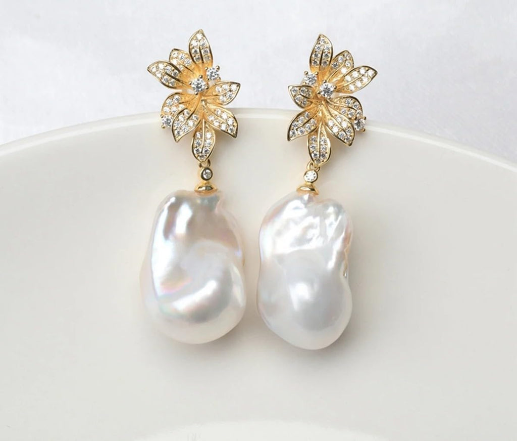 Irregular Baroque Pearl Sterling Silver Earrings