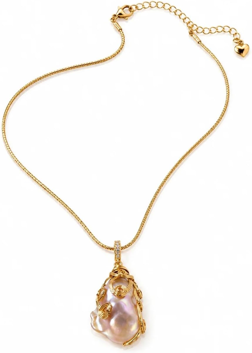 Natural Freshwater Baroque Pearl 14K Gold Filled Necklace