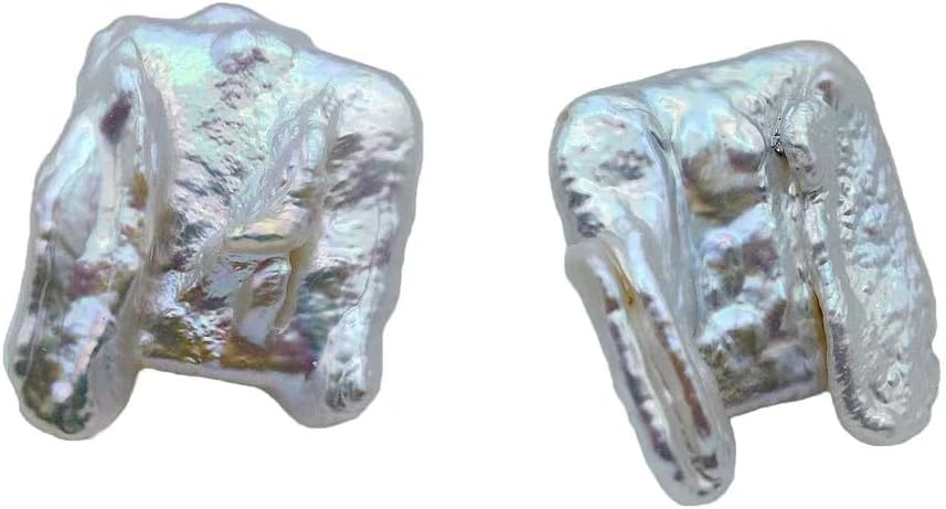 Genuine Baroque Pearl Earrings, White Irregular Shape, Large Oversized Statement Earrings, Silver, Boho Style