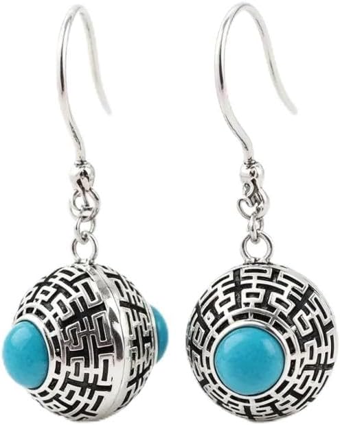 Inlaid Natural Turquoise 925 Sterling Silver Earrings