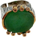 18x20mm Natural Green Fluorite Rough Real Stone Ring Gold Plated Adjustable Rings