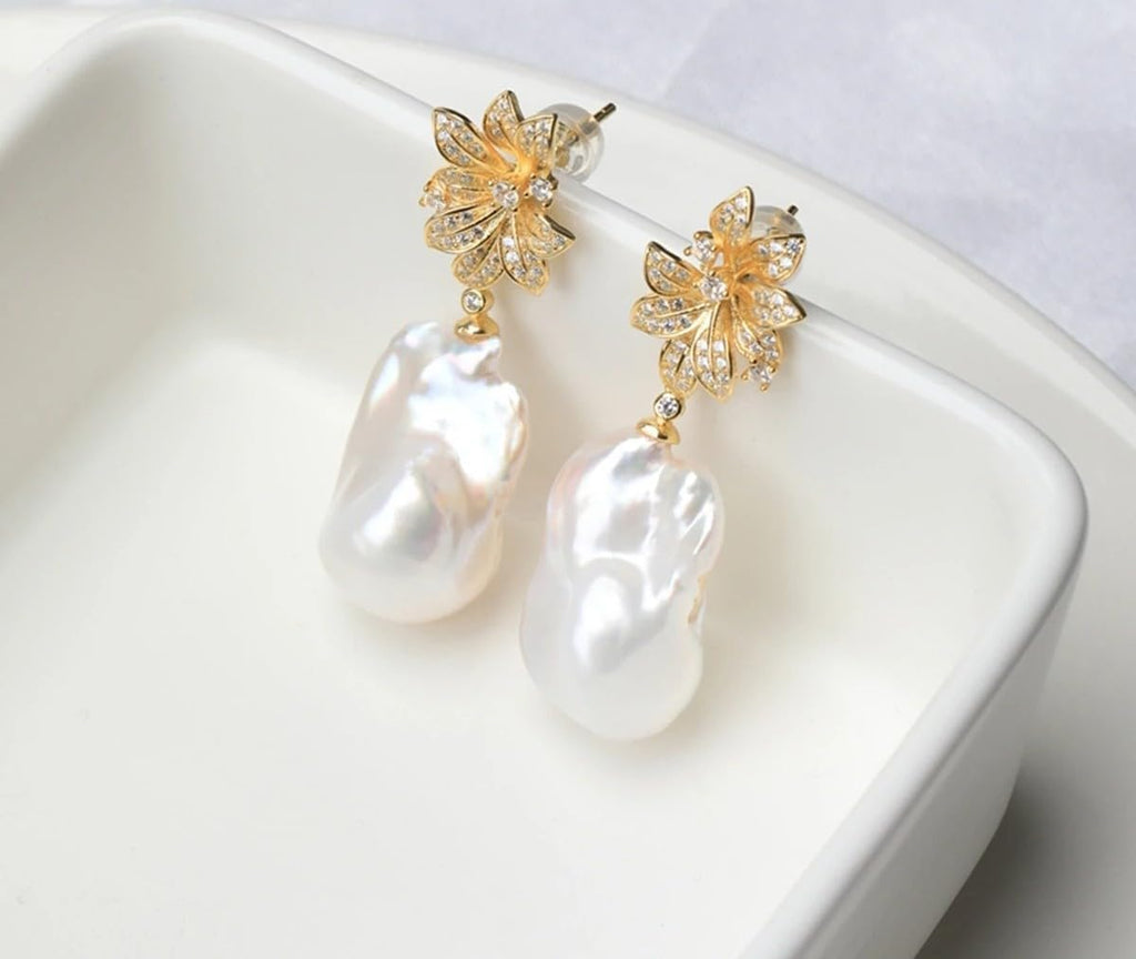 Irregular Baroque Pearl Sterling Silver Earrings