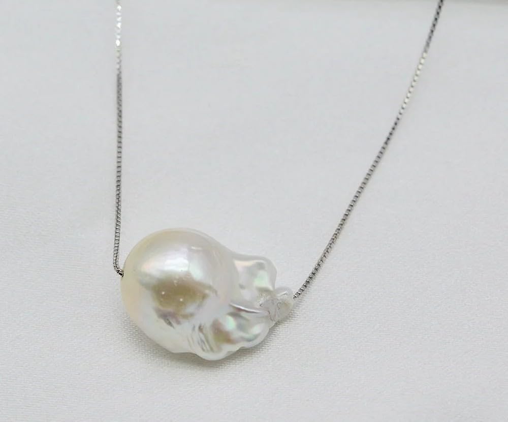 White Natural Large Grain Pure Baroque Pearl Necklace