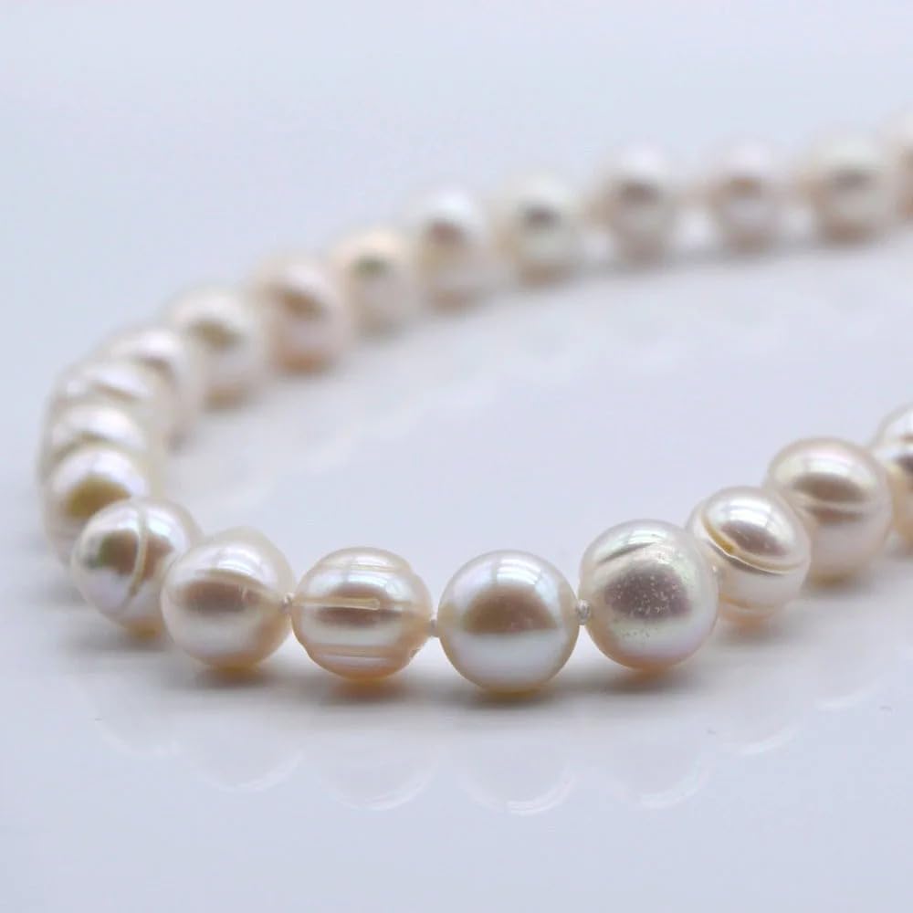Natural White Freshwater Pearl Necklace, Round 8mm Pearls, Short Classic Style, Elegant Engagement Jewelry