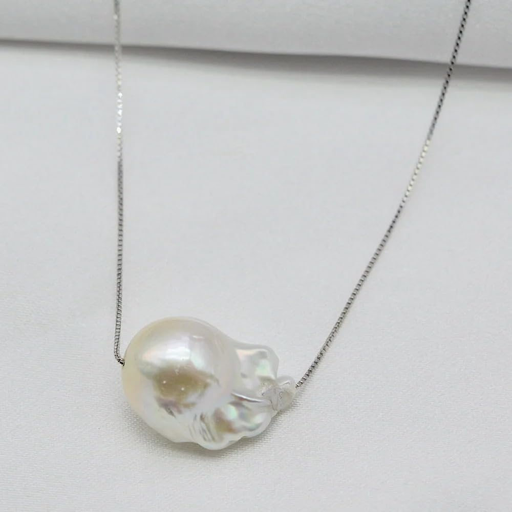 White Natural Large Grain Pure Baroque Pearl Necklace