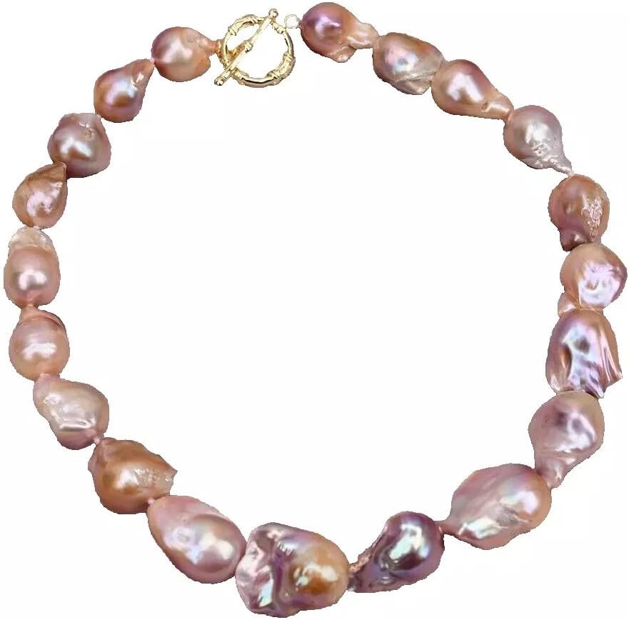 Handmade Freshwater Cultured Purple Baroque Keshi Pearl Necklace