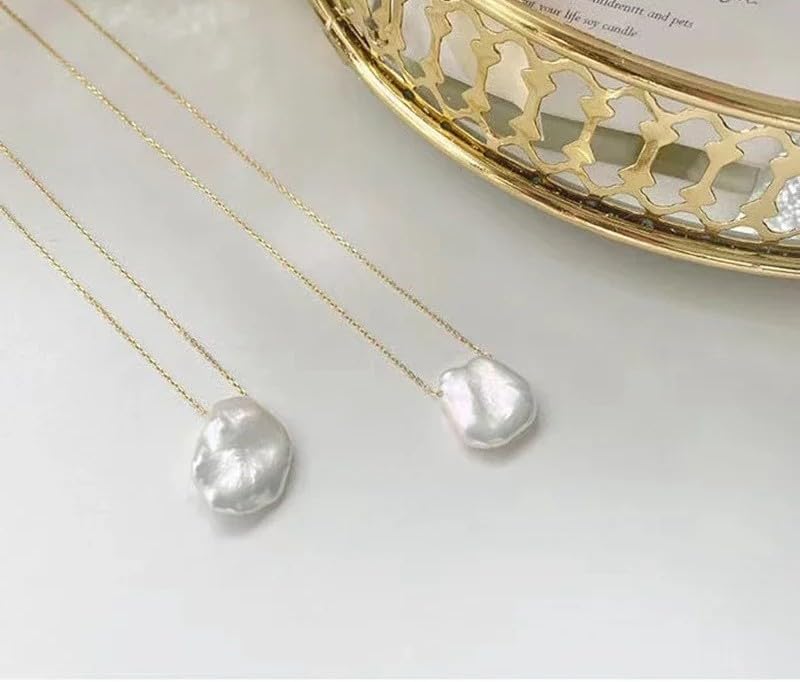 Baroque Pearl with S925 Sterling Silver Pendant Necklace Chain
