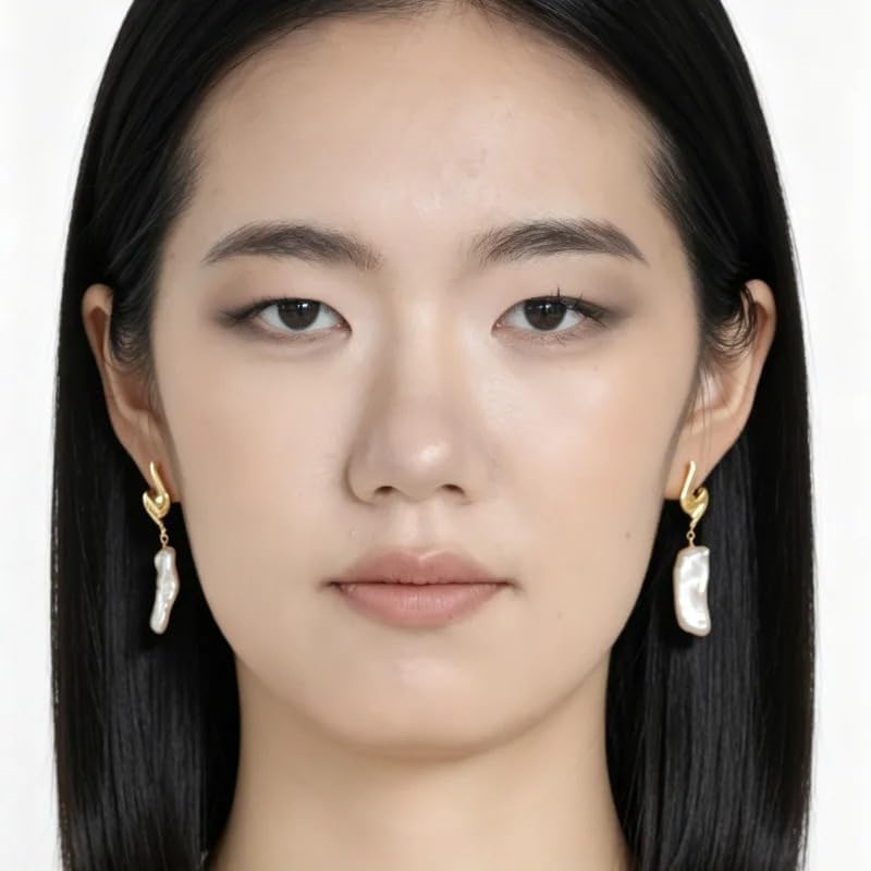 Abstract Sculptural Baroque Pearl 24K Gold Plated Drop Earrings