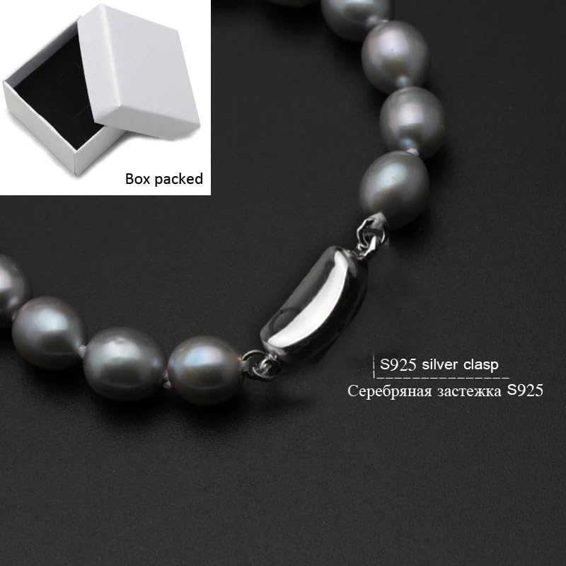 Vintage Freshwater Pearl Bracelet in Sterling Silver 925 Grey,Length: 16cm