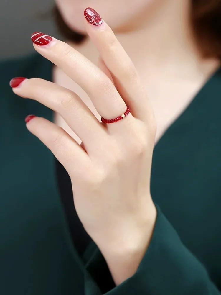 Natural Ruby 18K Gold Adjustable Ring Simple Fashion Jewelry