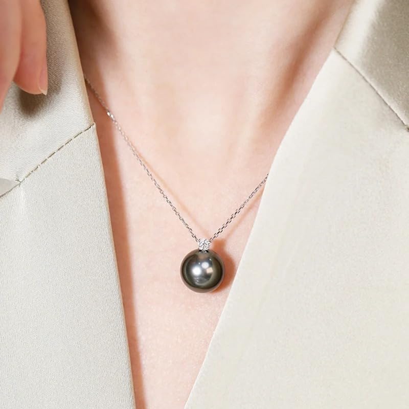 18K Gold11-12mm Natural Black Tahitian Necklace