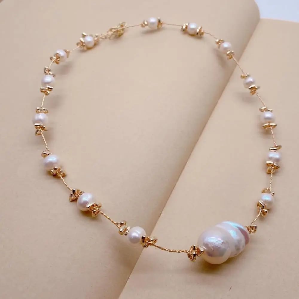Cultured White Pearl Baroque Pearl Choker Necklace