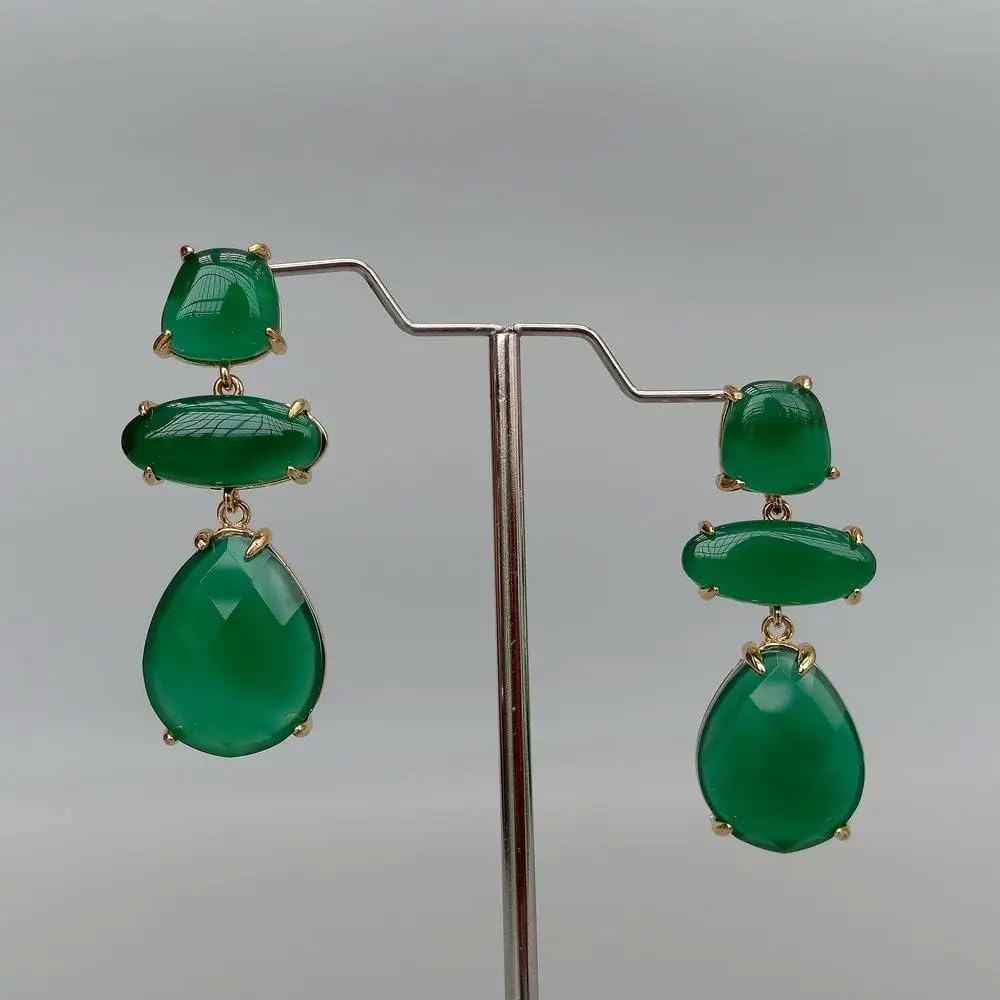 Green Agate Drop Dangle Stud Earring | Green Agate, Drop Dangle Style