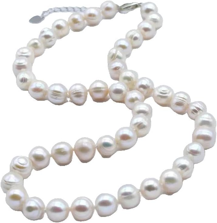 Natural White Freshwater Pearl Necklace, Round 8mm Pearls, Short Classic Style, Elegant Engagement Jewelry