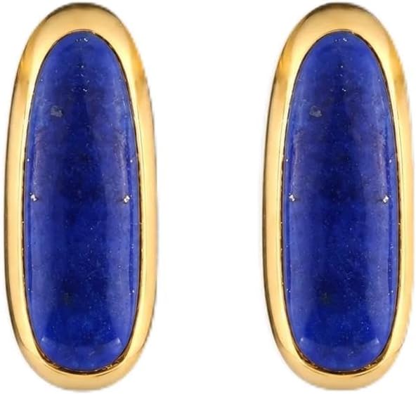 925 Silver Lapis Lazuli Bar Gold Plated Stud Earrings or Women