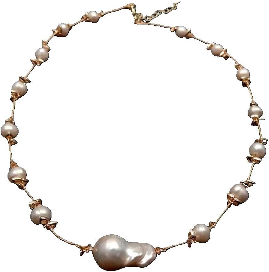 Cultured White Pearl Baroque Pearl Choker Necklace
