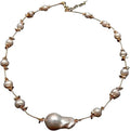 Cultured White Pearl Baroque Pearl Choker Necklace