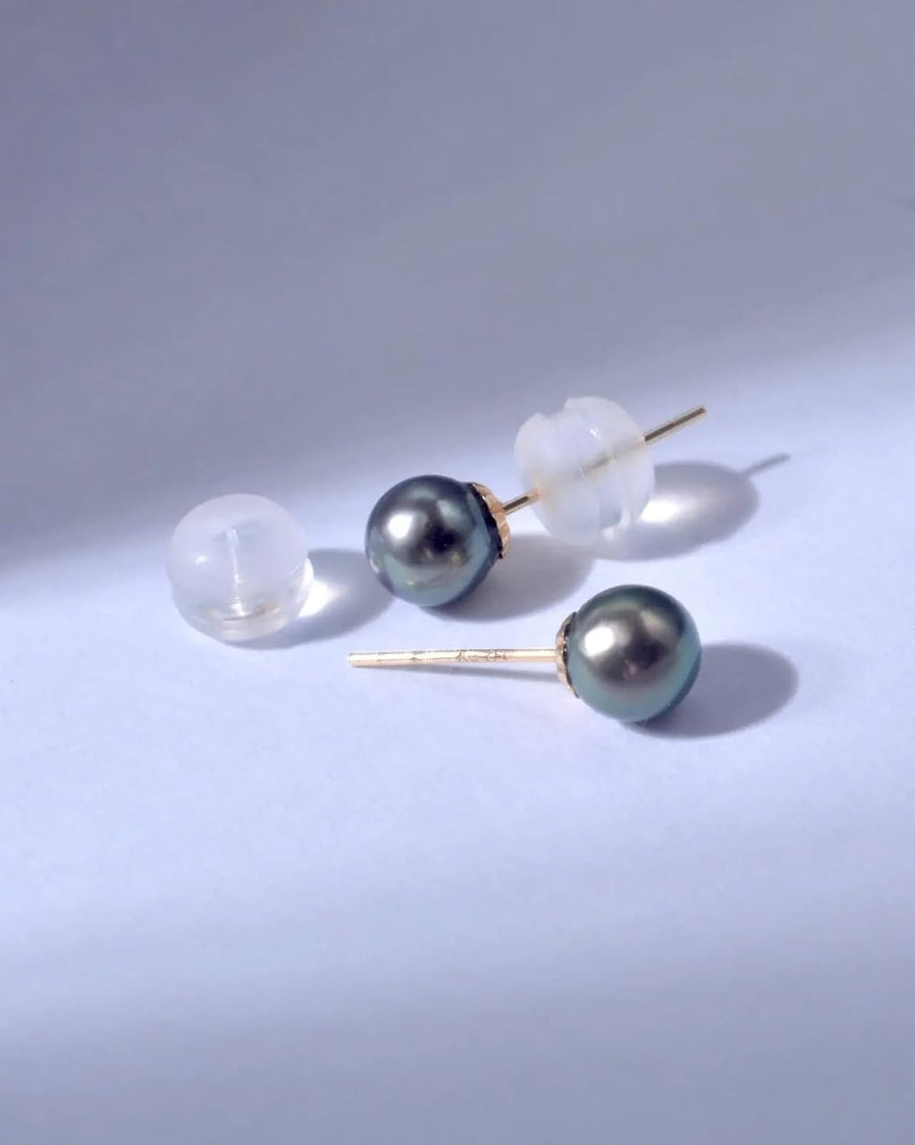 18K Yellow Gold Natural Tahiti Black Pearl Earrings | Round Pearl, 4-5mm Pearl Size, Fine Jewelry