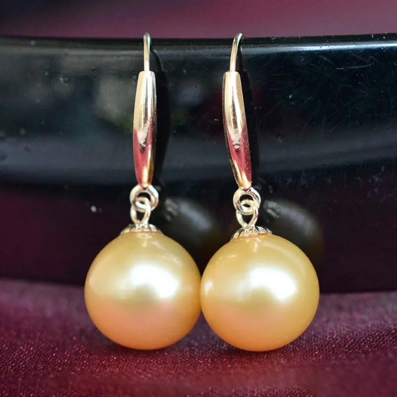 18K Gold with Natural Round South Sea Pearl Earrings