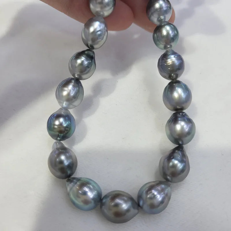 9-10mm Natural Tahitian Baroque Pearl  with Sterling Silver Necklace